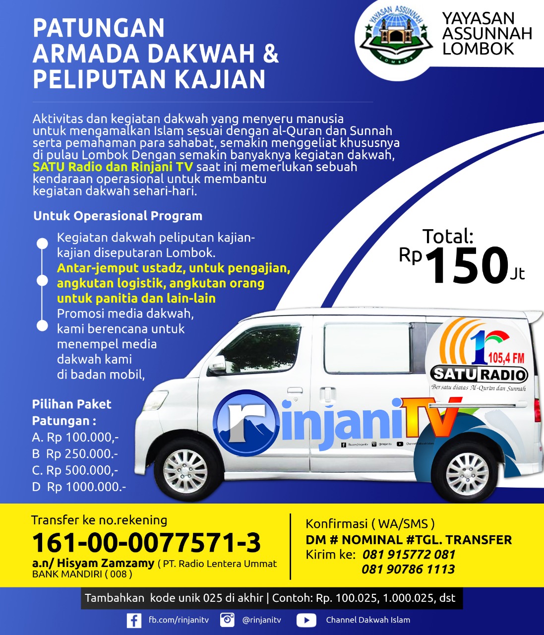 Donasi Mobil Tim Media Dakwah As-Sunnah Lombok